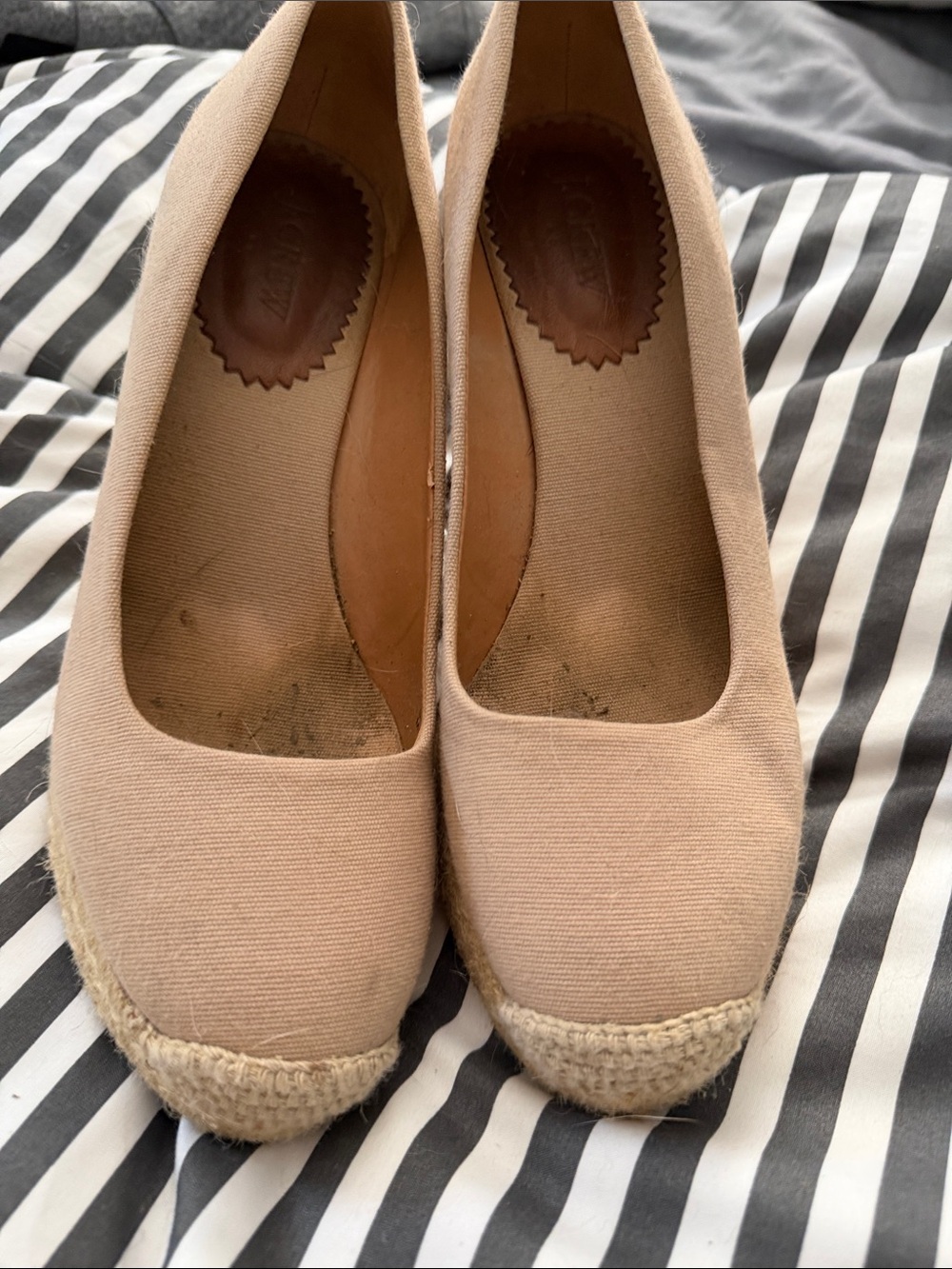 J. Crew Beige Canvas Espadrille Wedge Pumps